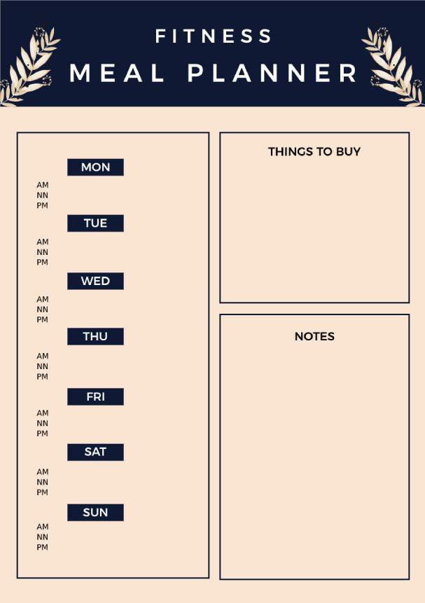 Pastel Cream Floral Weekly Meal Planner