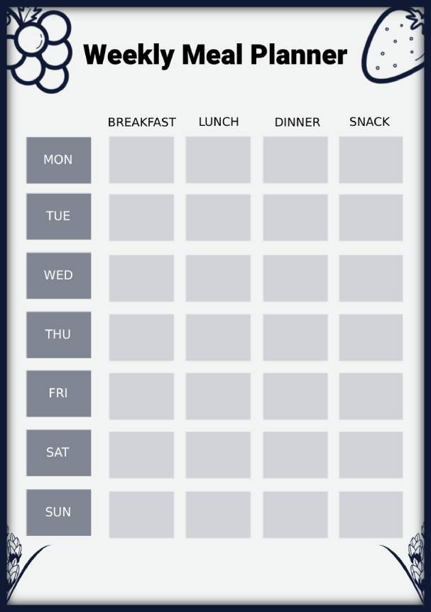 Gray Grid Wise Weekly Meal Planner