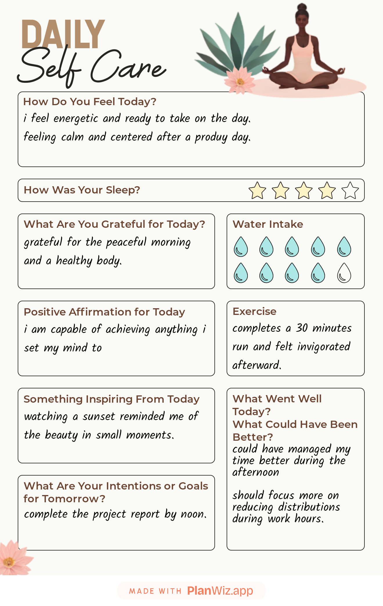 Daily Self-Care Planner Template