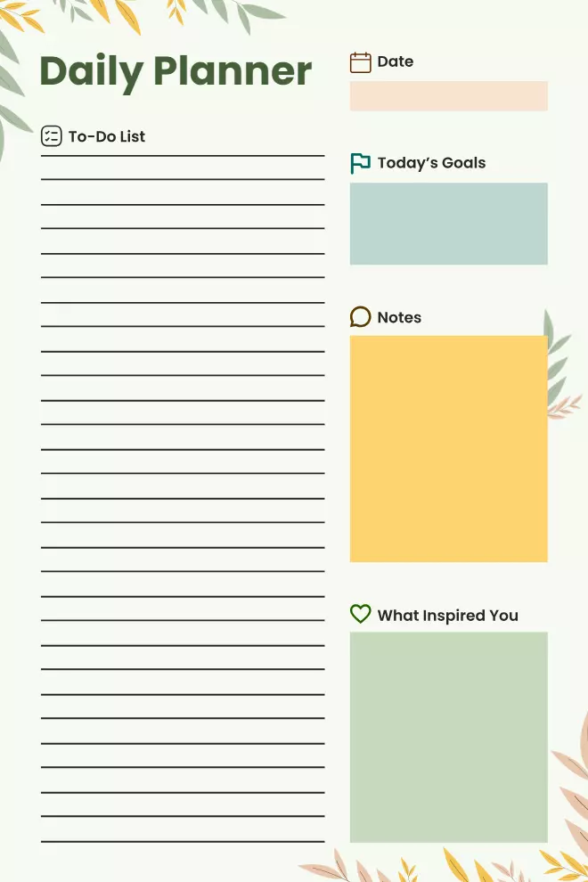 Floral Goal Oriented Daily Planner Template