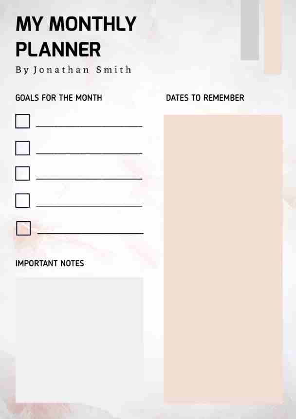 Classic Cream My Monthly Planner