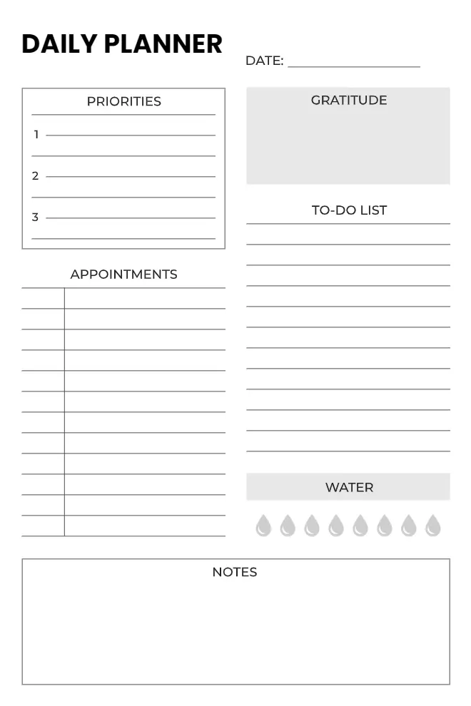 To Do List and Gratitude Daily Planner Template
