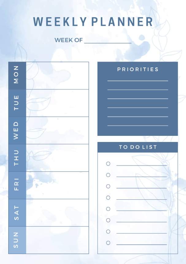 Sky Blue To-Do List Weekly Planner