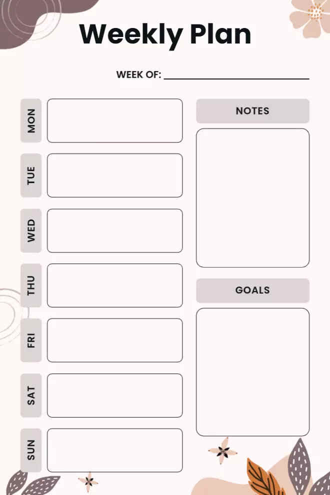Weekly E-commerce Notes Planner Templates