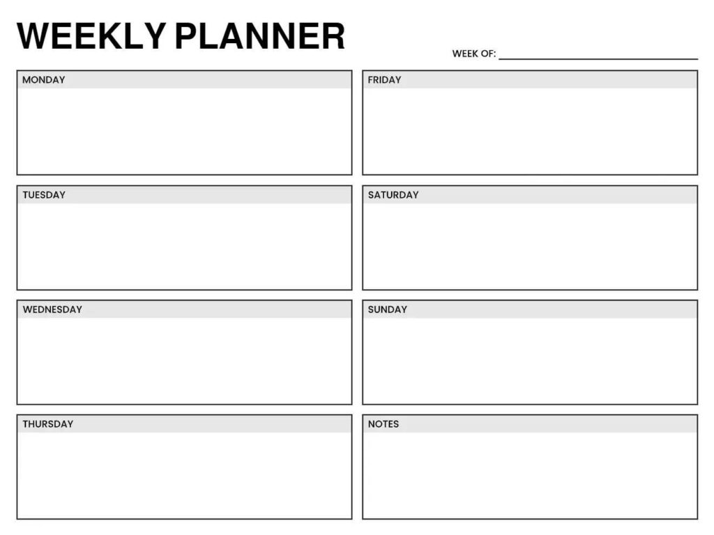 Weekly Planner Template for Organize Your Life 