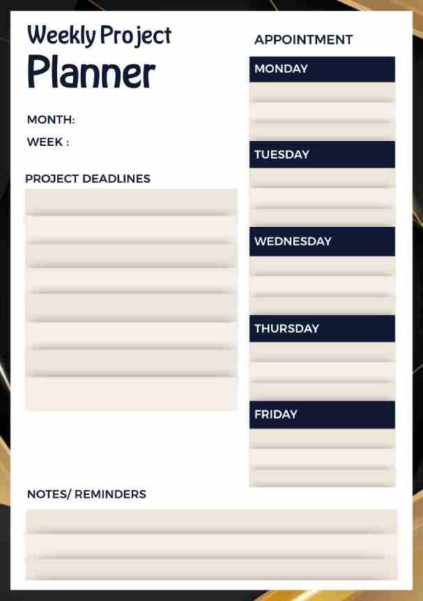 Linear Notes Overviewed Weekly Project Deadline Planner
