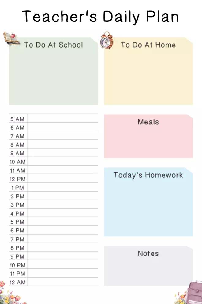 Editable Teachers Daily Planner Template with Organized Layout