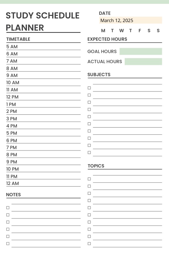 Best Student Schedule Planner Template to Balance Study and Life