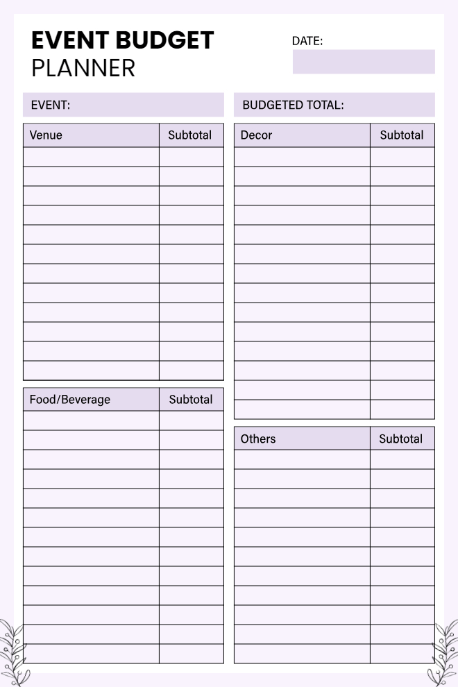 Detailed Event Budget Planner Template for Cost Control