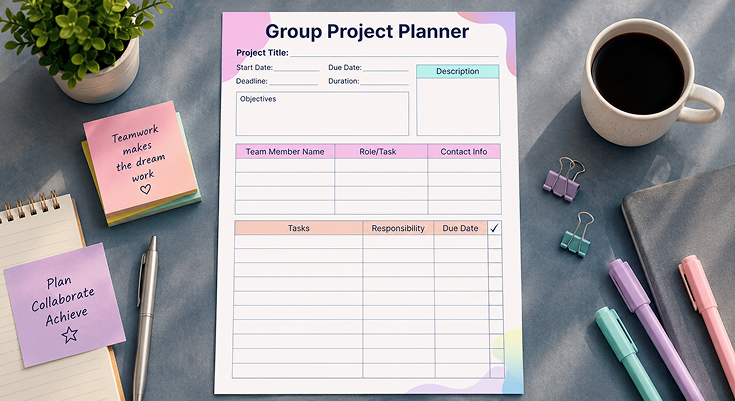 Group project planner with team tasks and due date tracker