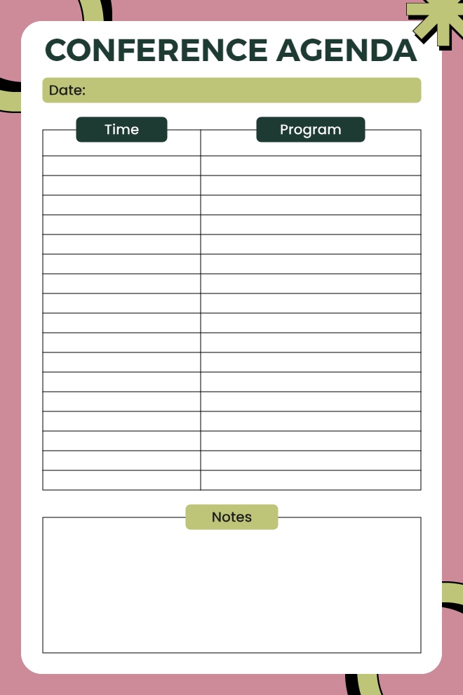 Minimalist Conference Agenda Planner Template for Organized Events
