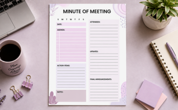 Minute of meeting with agenda attendees action items and updates