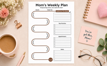 Mom's weekly plan with daily goals priorities and appointments tracker