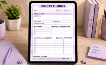 Project planner with milestones action plan deadline and progress tracker