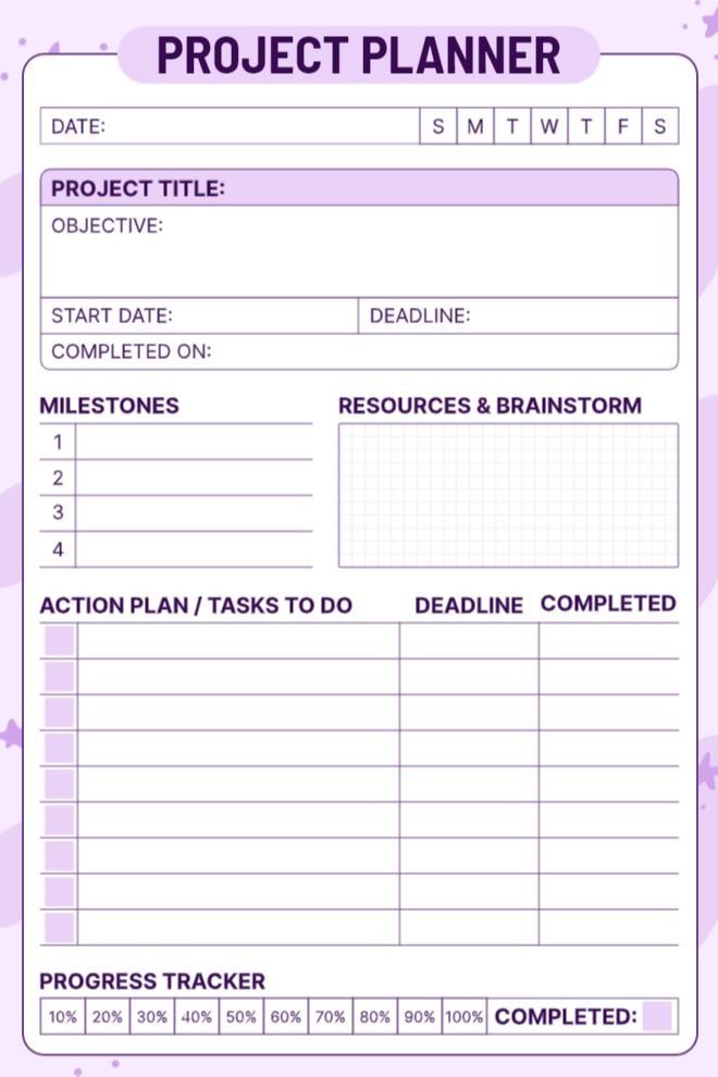 Project Planner Template to Track Tasks, Milestones & Deadlines