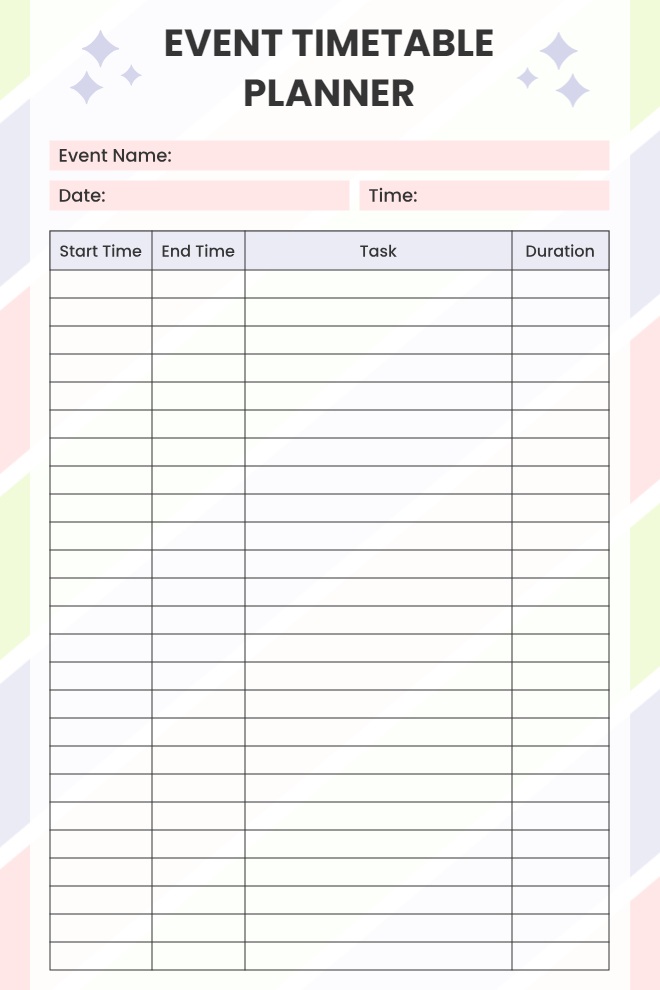 Simple Event Timetable Planner Template for Easy Event Organization
