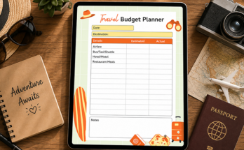 Travel budget planner comparing estimated vs actual trip expenses