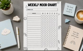 Weekly mood chart template with daily mood tracking grid