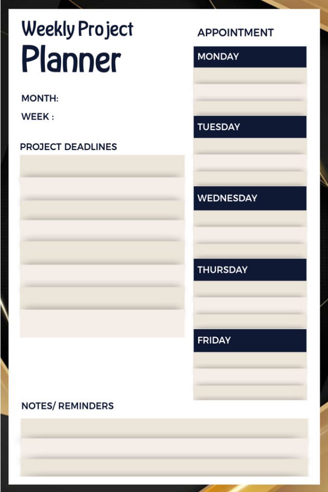 Modern Weekly Project Planner Template with Appointment Section