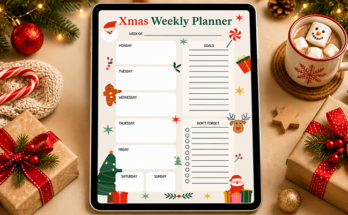Christmas weekly planner with daily schedule goals and don't forget list