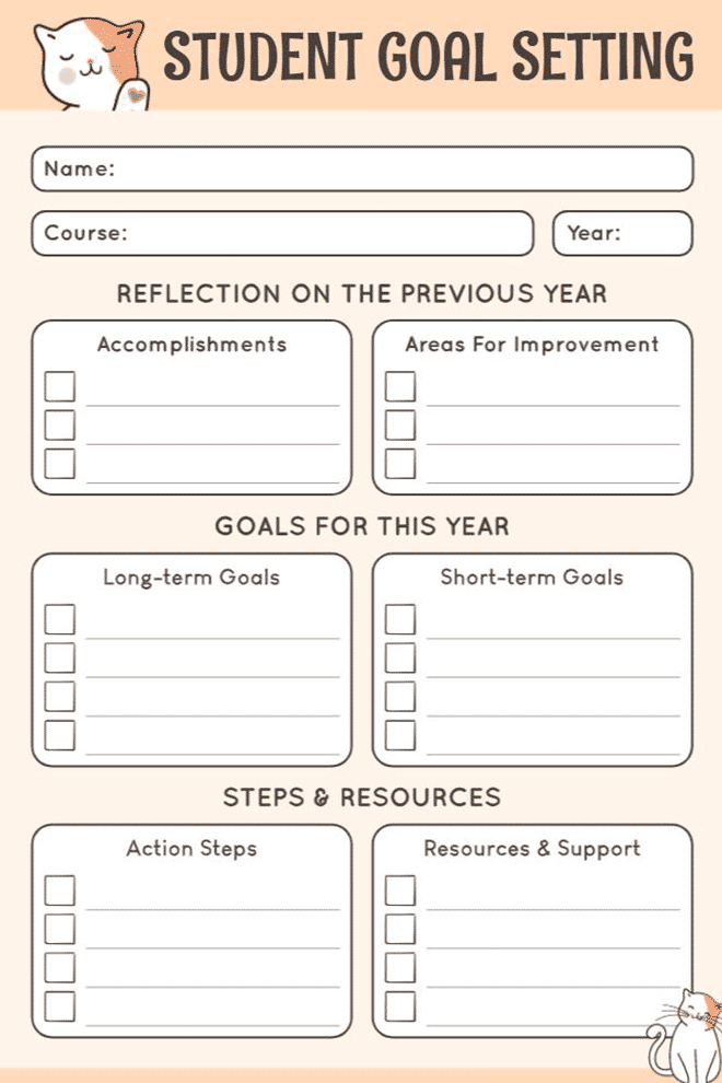 Achieve Academic Success With a Student Goal-Setting Planner Template