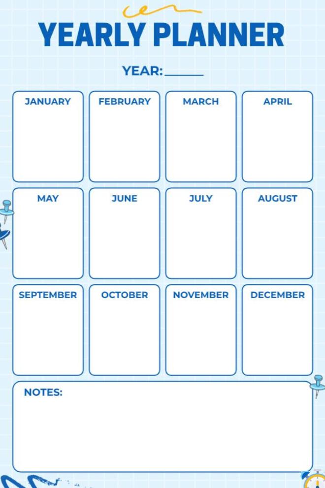 Annual Calendar With Event Tracking and Yearly Planner Layout