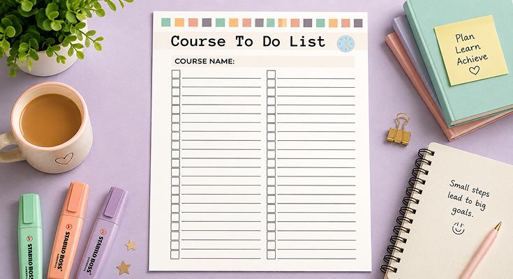 Course to do list template with checkbox task list