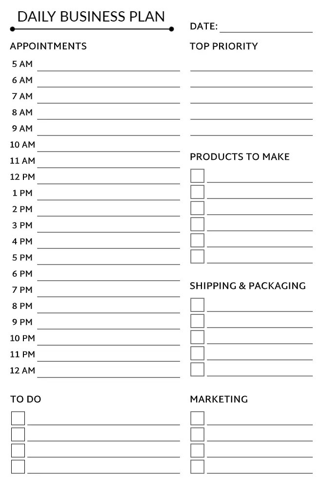 Daily Business Planner Template with Top Priority and Appointment Section