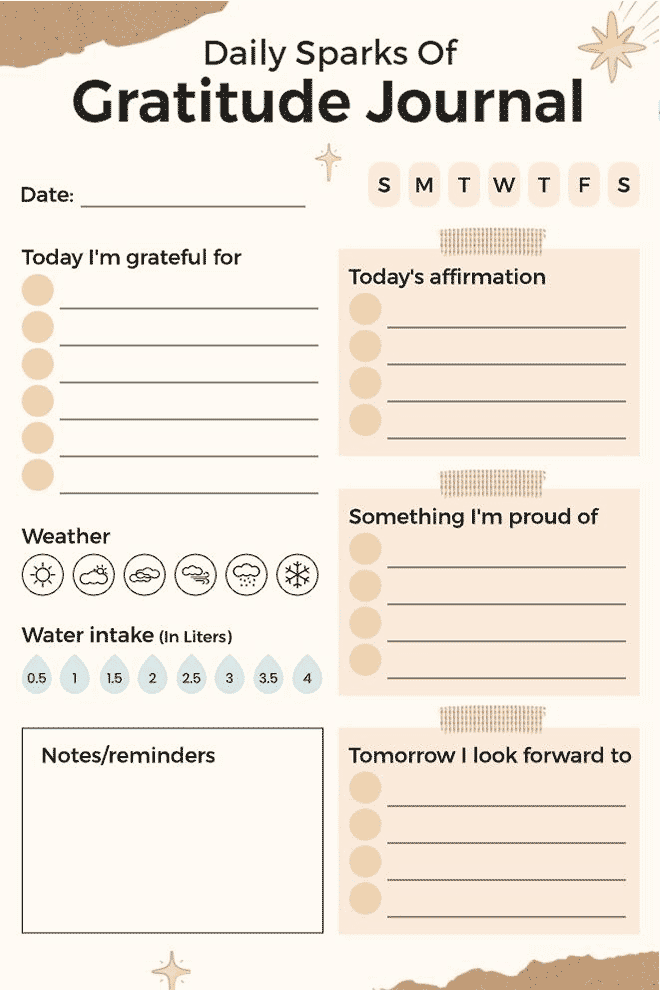 Daily Gratitude Journal Template for Mental Health Therapists