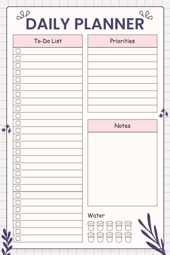 Daily Organizational Tasks and Priorities Planner for Structured Productivity