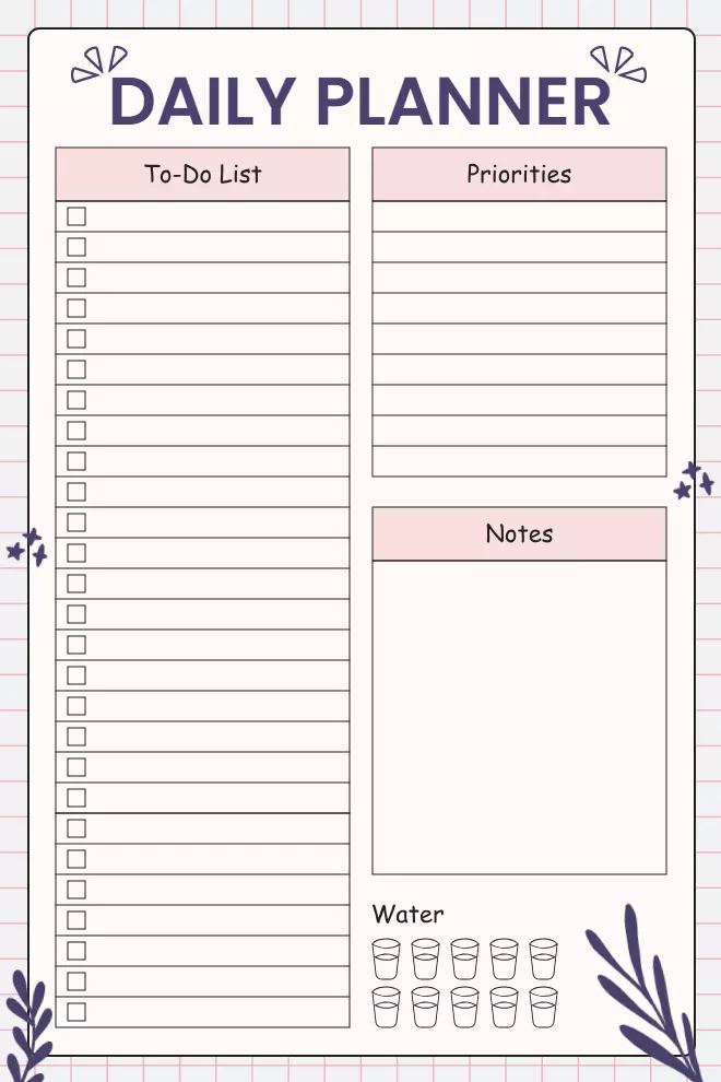 Daily Planner Template for Retirees