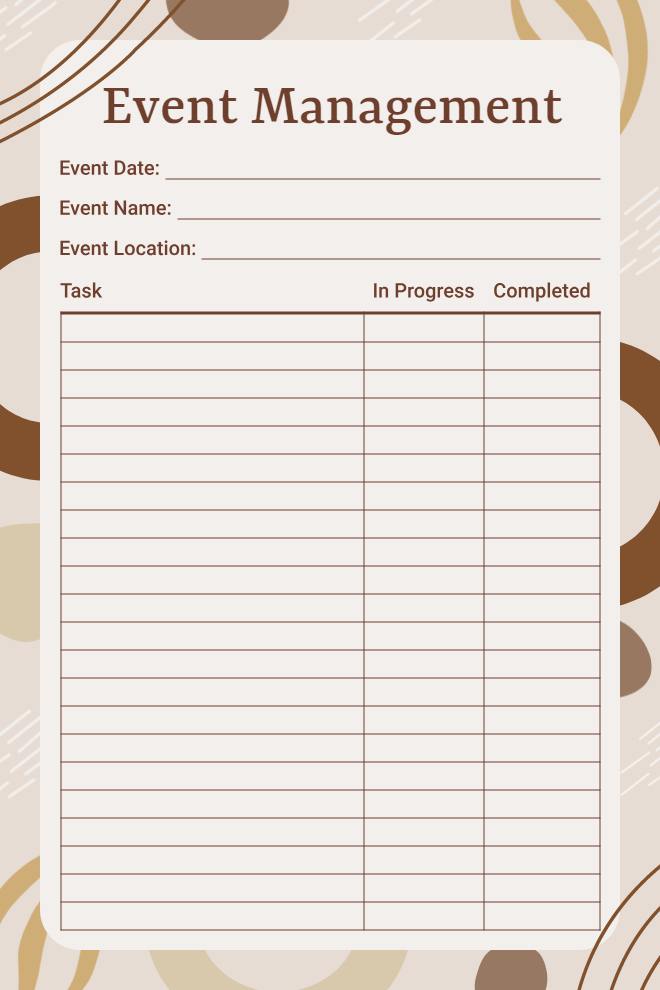 Event Progress Management Planner With Milestones and Timeline Tracking