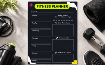 Fitness planner tracking daily workouts water intake and weekly goals