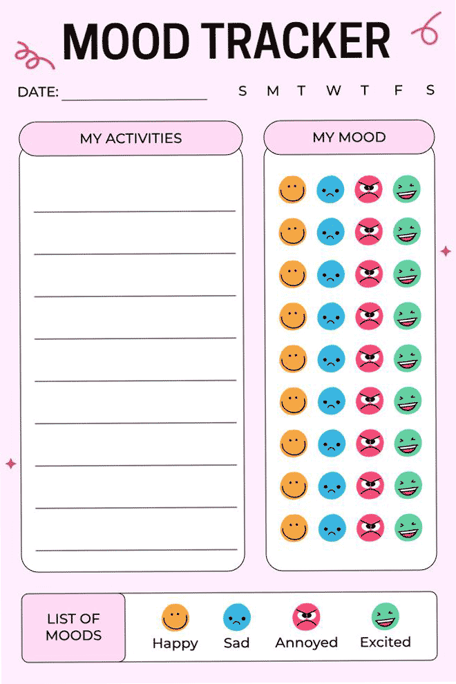 Mood Tracker Template for Mental Health Support