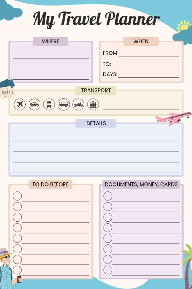 Travel Preparation and Packing List Planner With Essentials and Checklist