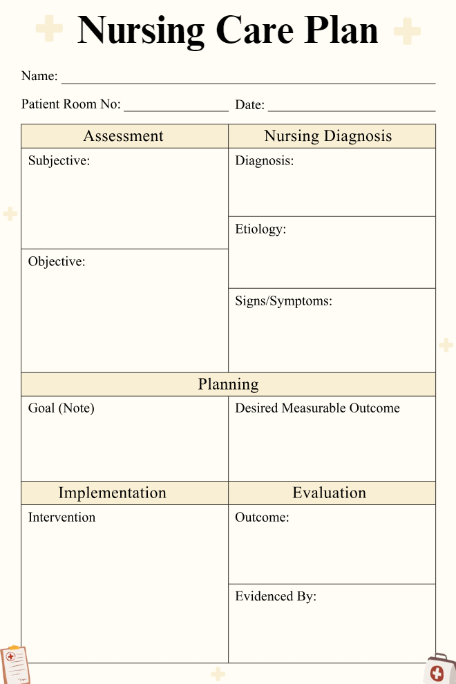 Nursing Care Planner Template to Organize Patient Care Efficiently