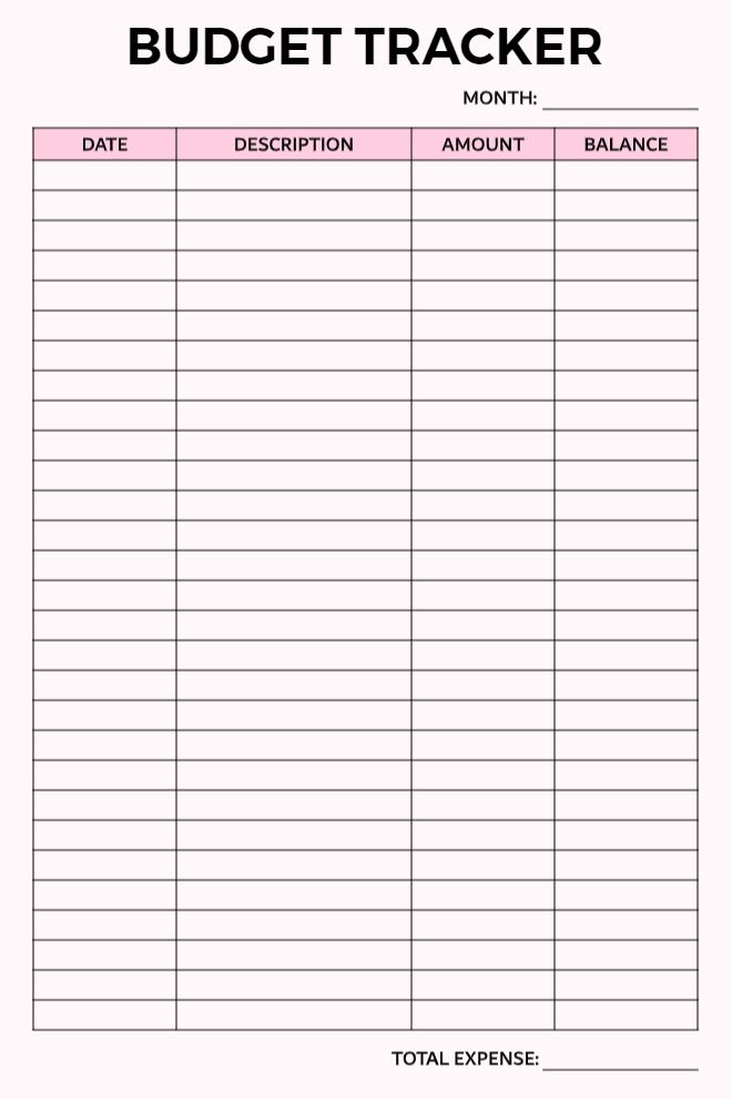 Personal Budget Tracking Planner With Income, Expenses, and Monthly Summary