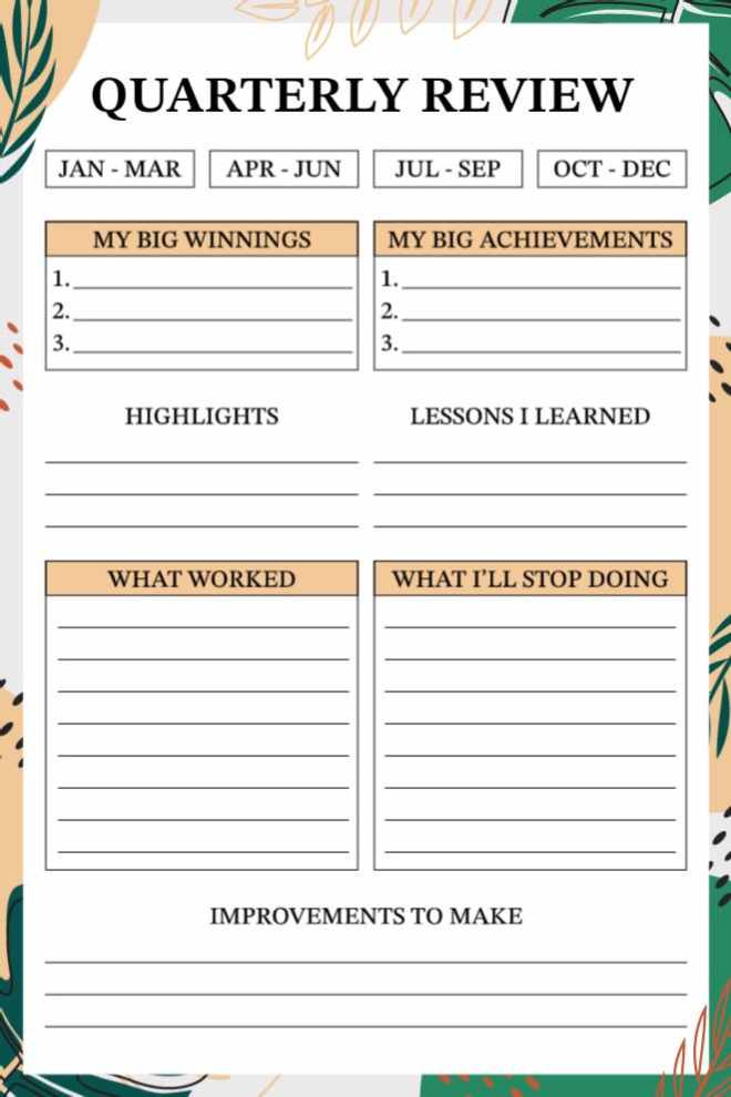 Quarterly Business Review Planner With Key Metrics and Performance Insights
