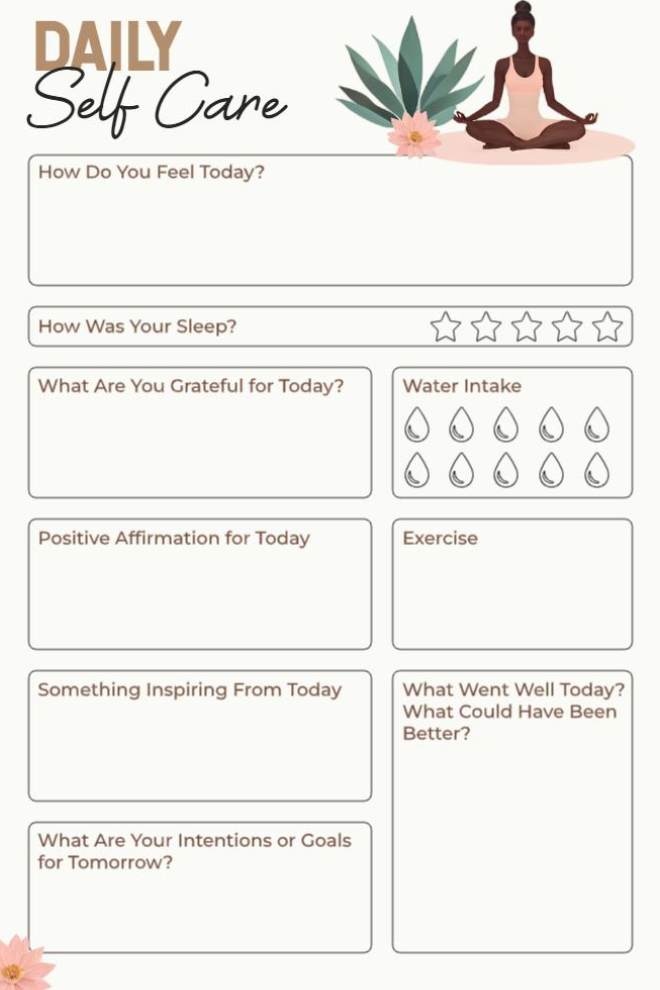 Self-Care Planner With Daily Routines, Activities, and Reflection Prompts