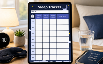 Weekly sleep tracker template with sleep hours and notes