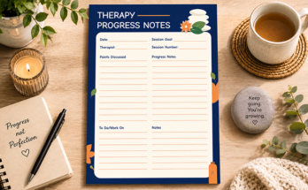 Therapy progress notes template with session goal and points discussed
