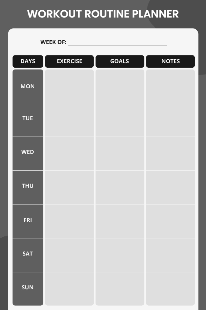 Workout Routine Planner Template for Busy Individuals to Stay Fit in Less Time