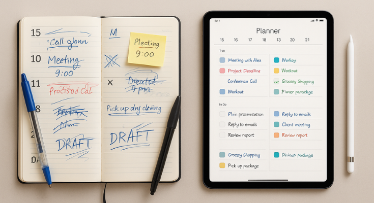 Comparison of Paper Planner and Digital Planner