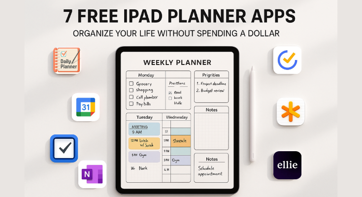 Top 7 free iPad planner apps with weekly layout, Apple Pencil, and productivity tools for digital planning