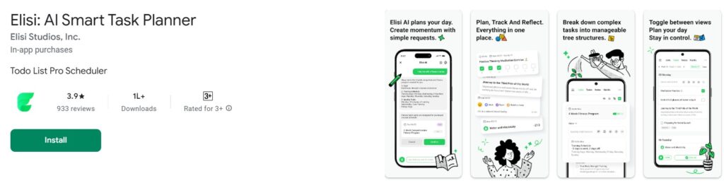 Elisi planner app with tasks and habits.