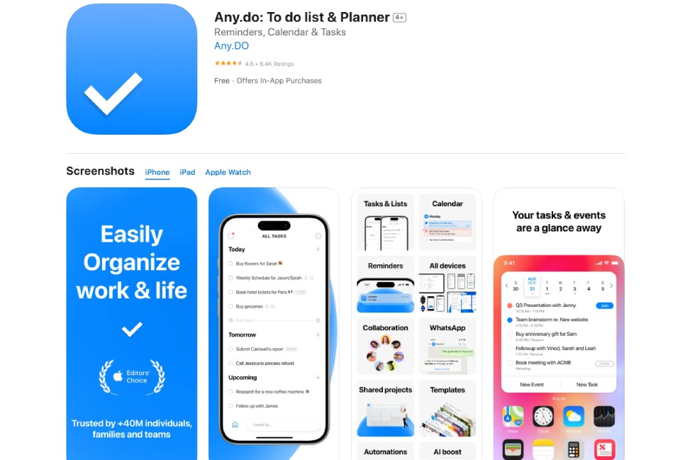 Any.do daily routine planner app cross-device sync