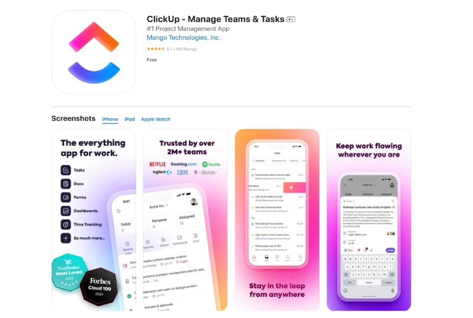 ClickUp team planning and project management app