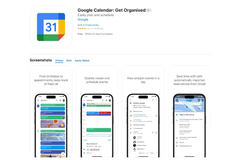 Google Calendar daily routine schedule