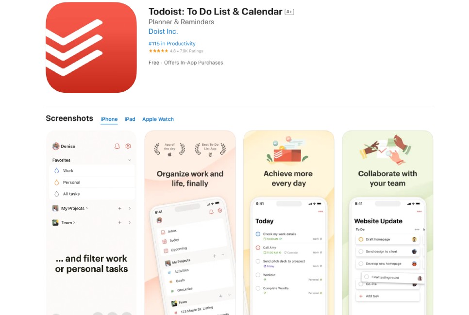 Todoist daily routine planner and task manager