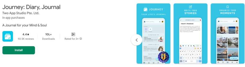 Journey app for diary and mood tracking.